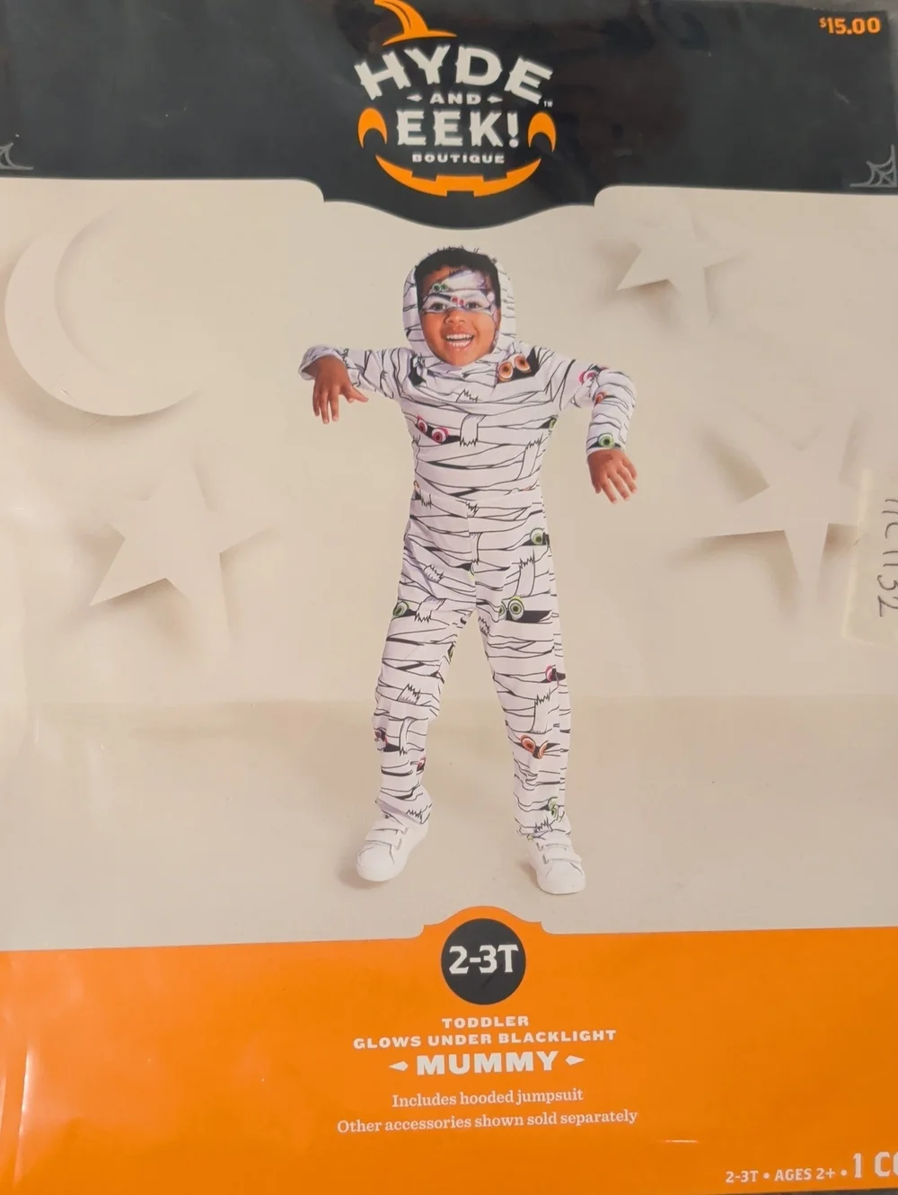 Hyde & EEK! Toddler Glow Mummy Hooded Jumpsuit - White